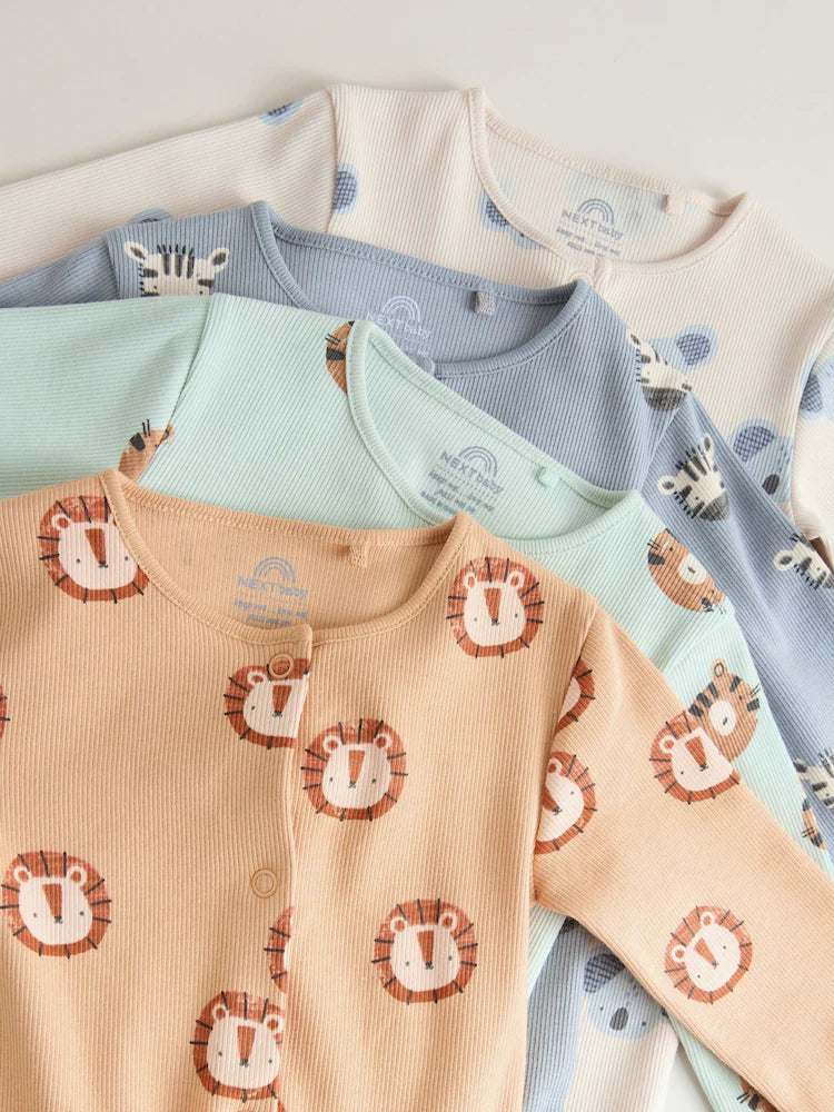 |BabyBoy| Conjunto De 4 Macacões Para Bebê Com Estampas de Animais da Safári (0 meses a 3 anos)