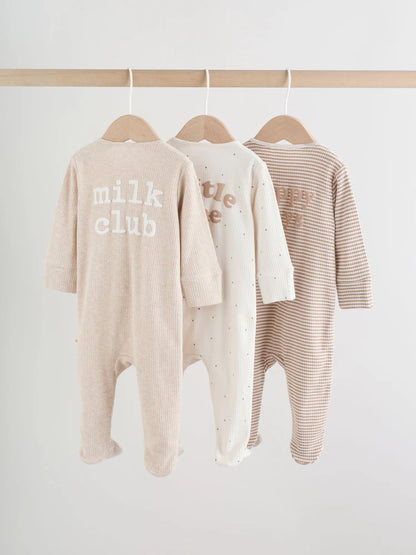 |BabyBoy| Conjunto De 3 Macacões Para Bebês Milkclub Com Zíper Duplo (0-2 anos)