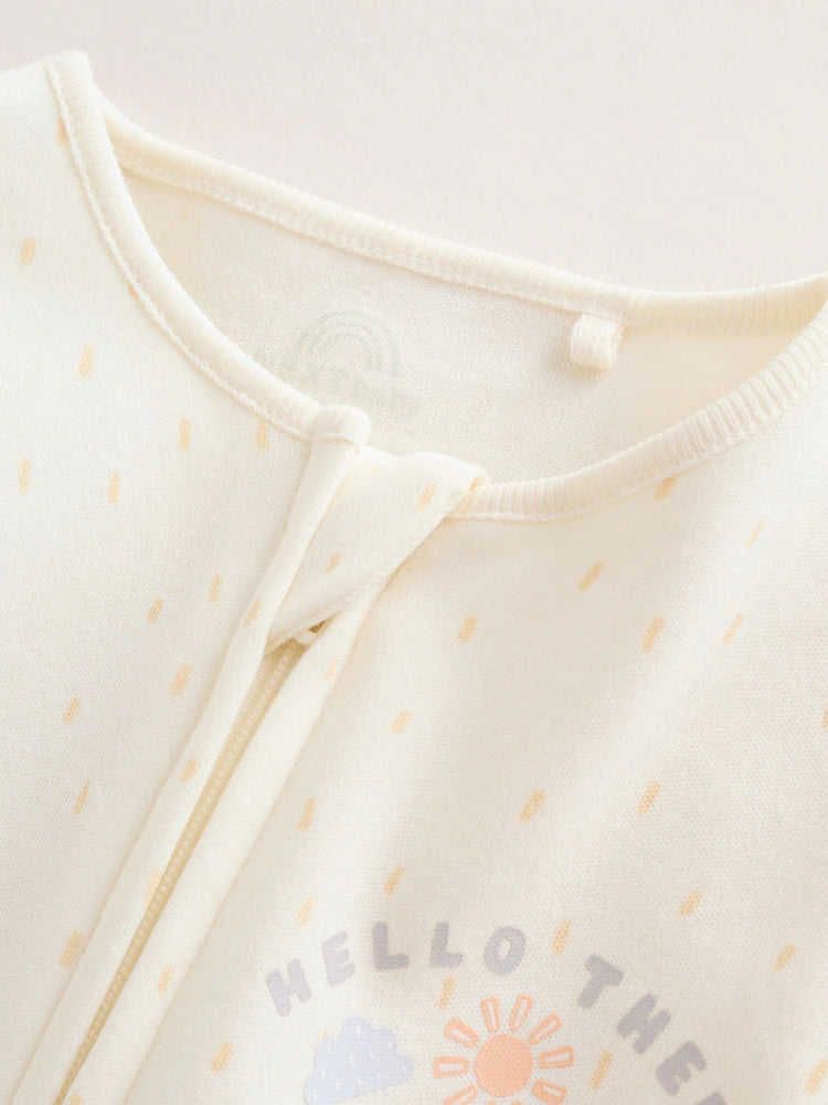 |BabyBoy| Conjunto De 5 Macacões Para Bebês Cream Safari Com Zíper Duplo (0 meses a 3 anos)