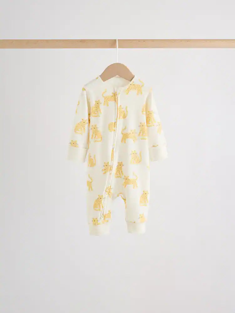 |BabyBoy| Conjunto De 5 Macacões Para Bebês Cream Safari Com Zíper Duplo (0 meses a 3 anos)
