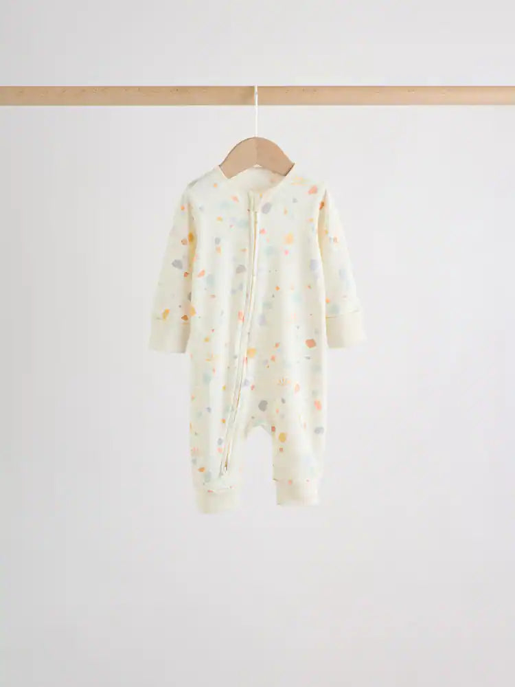 |BabyBoy| Conjunto De 5 Macacões Para Bebês Cream Safari Com Zíper Duplo (0 meses a 3 anos)