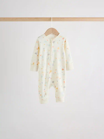 |BabyBoy| Conjunto De 5 Macacões Para Bebês Cream Safari Com Zíper Duplo (0 meses a 3 anos)