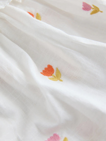 |Girl| Conjunto Coordenado De Blusa e Calça Bordadas Em Tons De Pêssego e Rosa (3 meses a 8 anos)