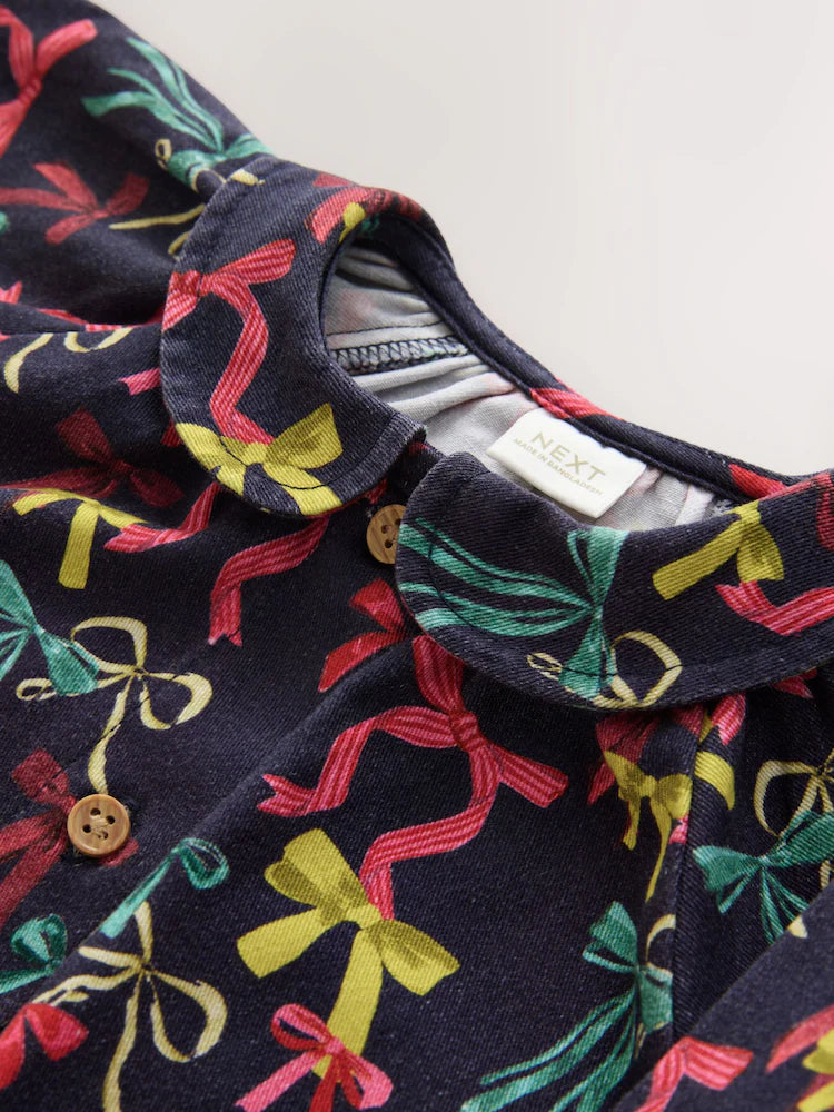 |Girl| Camiseta De Manga Comprida Com Estampa De Urso Azul Marinho (3 meses a 7 anos)