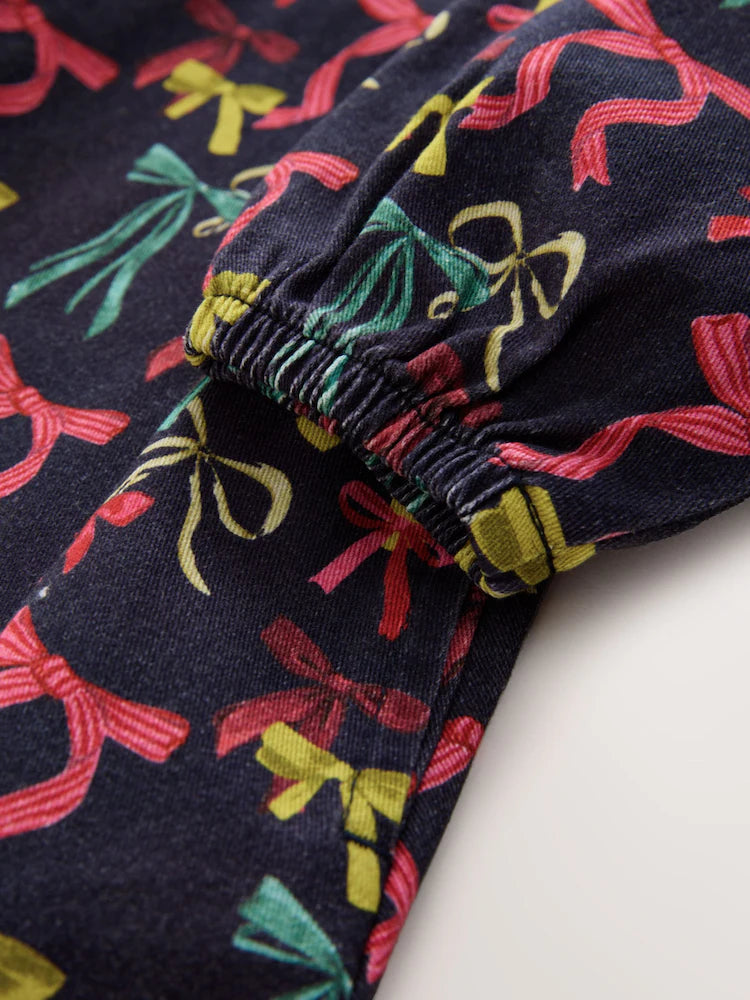 |Girl| Camiseta De Manga Comprida Com Estampa De Urso Azul Marinho (3 meses a 7 anos)