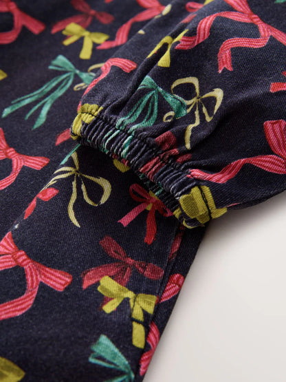 |Girl| Camiseta De Manga Comprida Com Estampa De Urso Azul Marinho (3 meses a 7 anos)