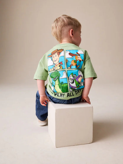 |Boy| Camiseta De Manga Curta Verde Sálvia Com Estampa De Alienígenas De Toy Story (3 meses a 8 anos)