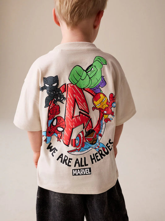 |Boy| Camiseta De Algodão De Manga Curta Marvel Cinza Claro (3 meses a 8 anos)