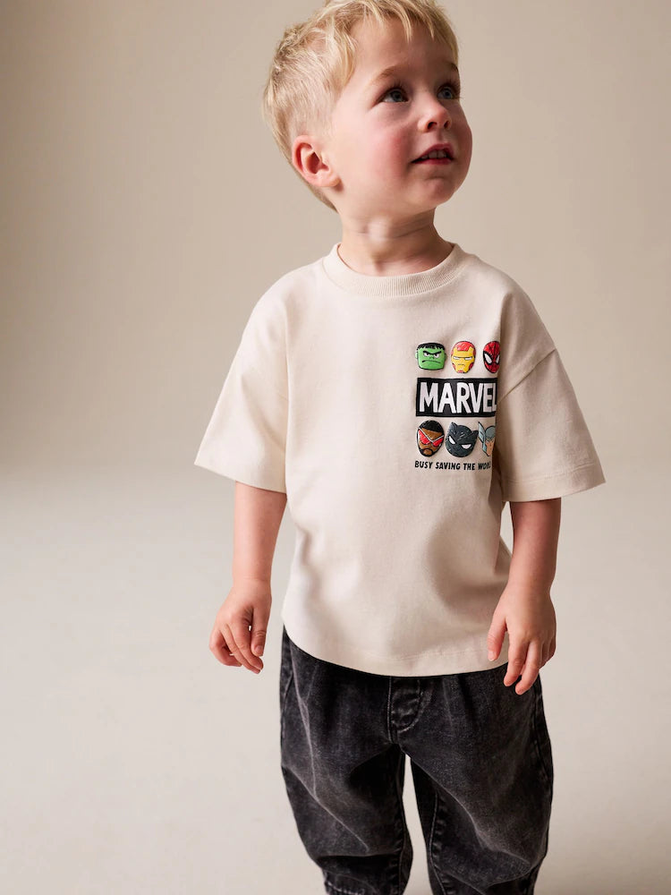 |Boy| Camiseta De Algodão De Manga Curta Marvel Cinza Claro (3 meses a 8 anos)