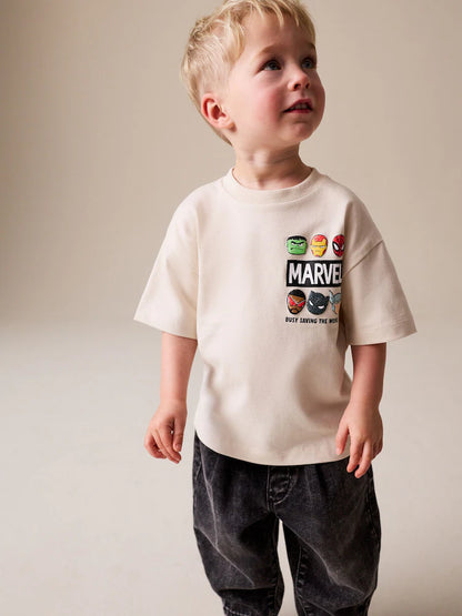 |Boy| Camiseta De Algodão De Manga Curta Marvel Cinza Claro (3 meses a 8 anos)