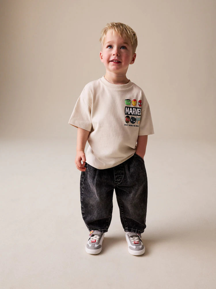 |Boy| Camiseta De Algodão De Manga Curta Marvel Cinza Claro (3 meses a 8 anos)