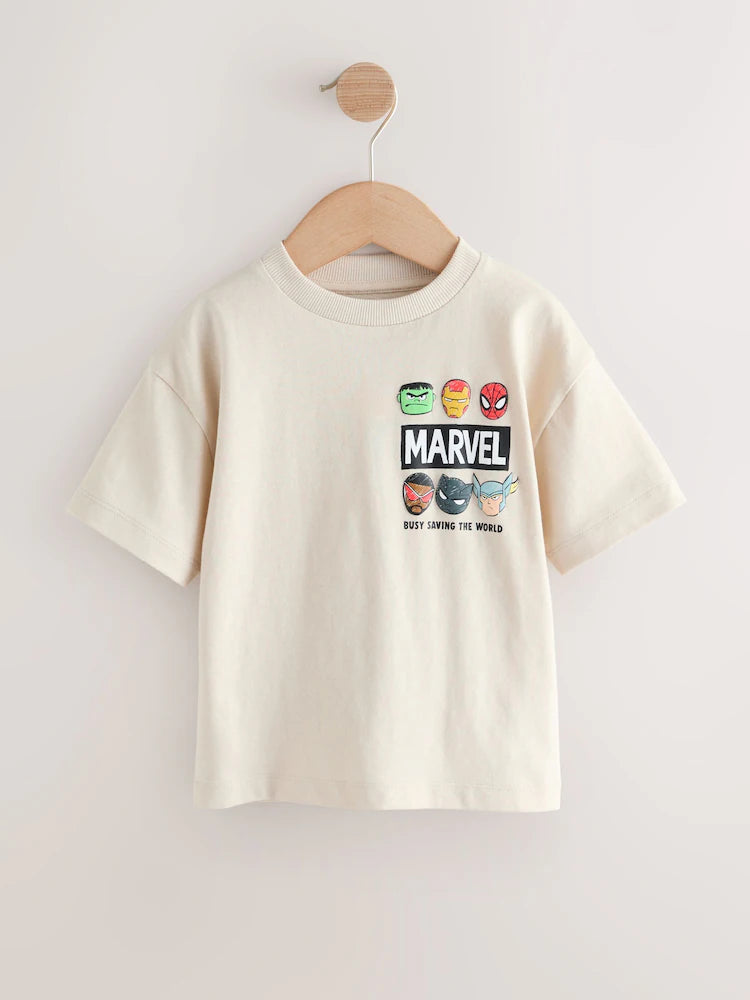 |Boy| Camiseta De Algodão De Manga Curta Marvel Cinza Claro (3 meses a 8 anos)