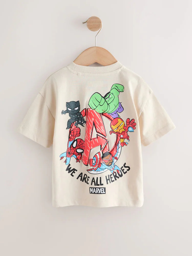 |Boy| Camiseta De Algodão De Manga Curta Marvel Cinza Claro (3 meses a 8 anos)