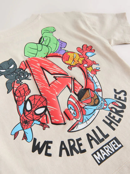 |Boy| Camiseta De Algodão De Manga Curta Marvel Cinza Claro (3 meses a 8 anos)