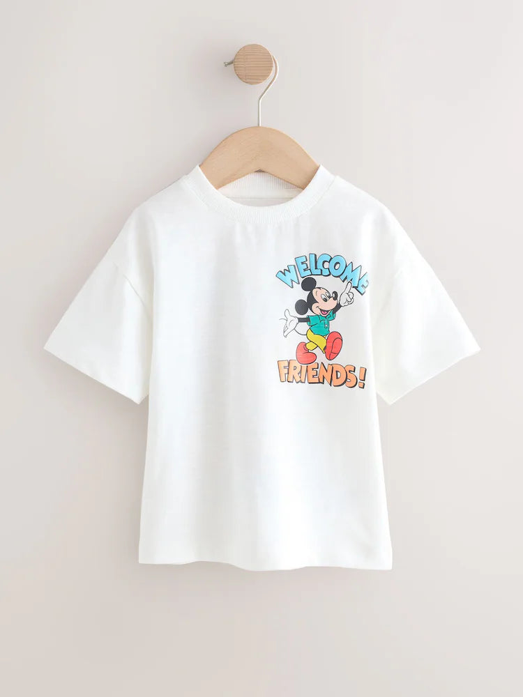 |Boy| Camiseta Branca De Manga Curta Com Estampa Do Mickey Mouse (3 meses a 8 anos)