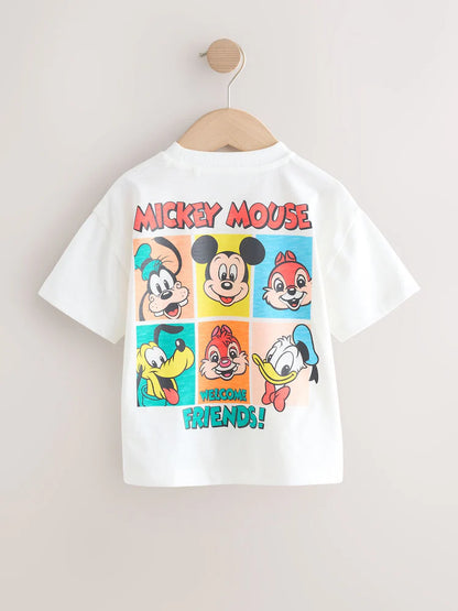 |Boy| Camiseta Branca De Manga Curta Com Estampa Do Mickey Mouse (3 meses a 8 anos)