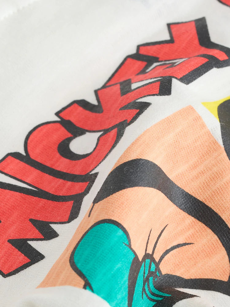 |Boy| Camiseta Branca De Manga Curta Com Estampa Do Mickey Mouse (3 meses a 8 anos)