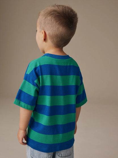 |Boy| Camiseta De Manga Curta Mickey Mouse Azul/Verde (3 meses a 8 anos)