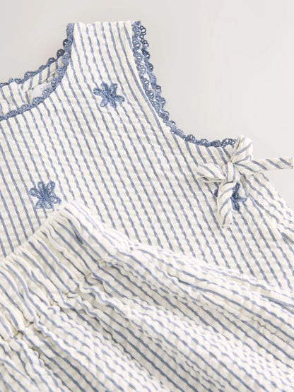|Girl| Conjunto De Blusa e Calça Com Listras Azuis (3 meses a 7 anos)