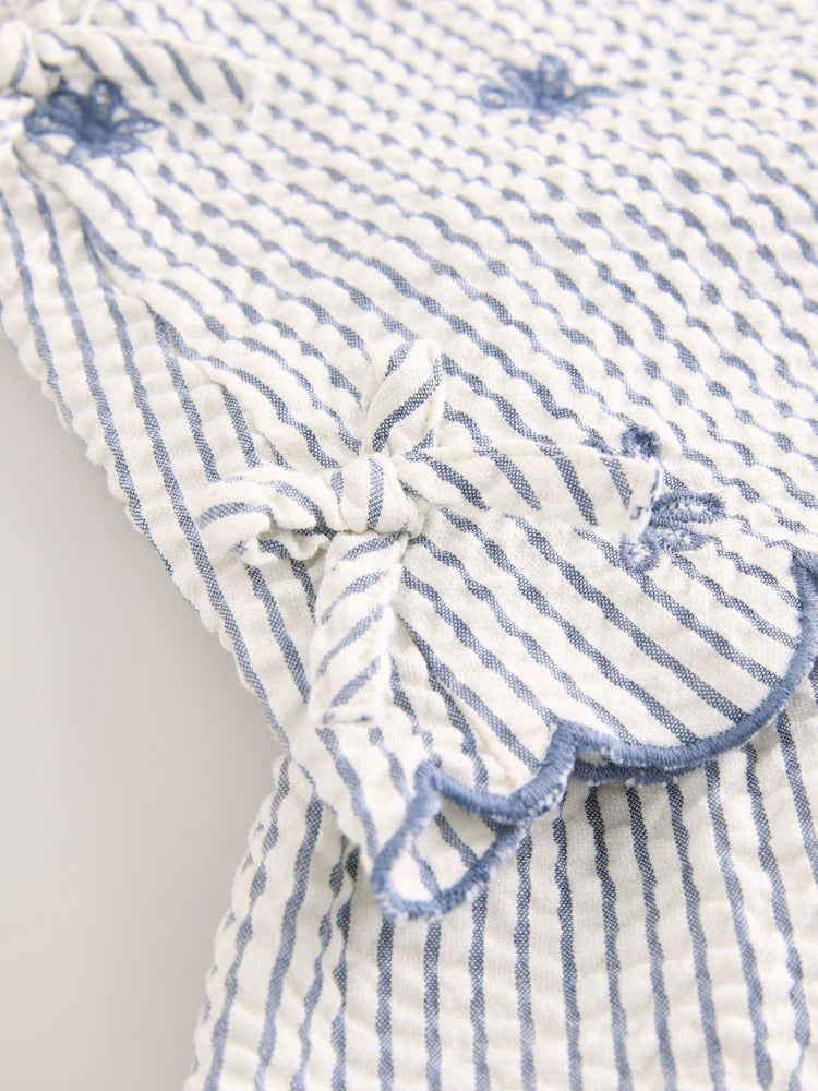 |Girl| Conjunto De Blusa e Calça Com Listras Azuis (3 meses a 7 anos)
