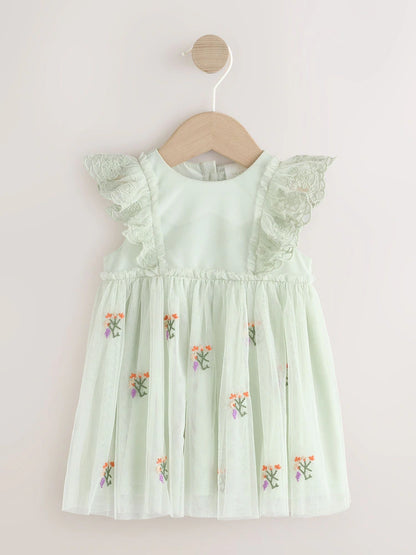 |BabyGirl| Vestido De Malha Verde Sálvia Para Bebê (0 meses a 2 anos)
