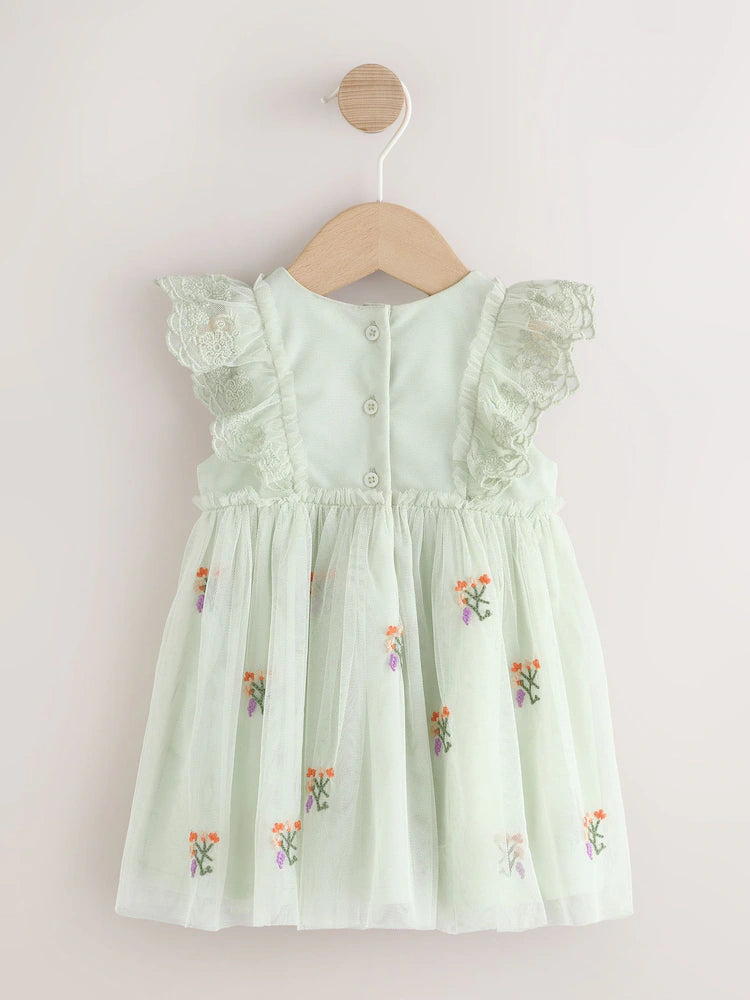 |BabyGirl| Vestido De Malha Verde Sálvia Para Bebê (0 meses a 2 anos)