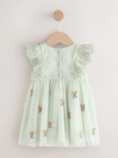|BabyGirl| Vestido De Malha Verde Sálvia Para Bebê (0 meses a 2 anos)