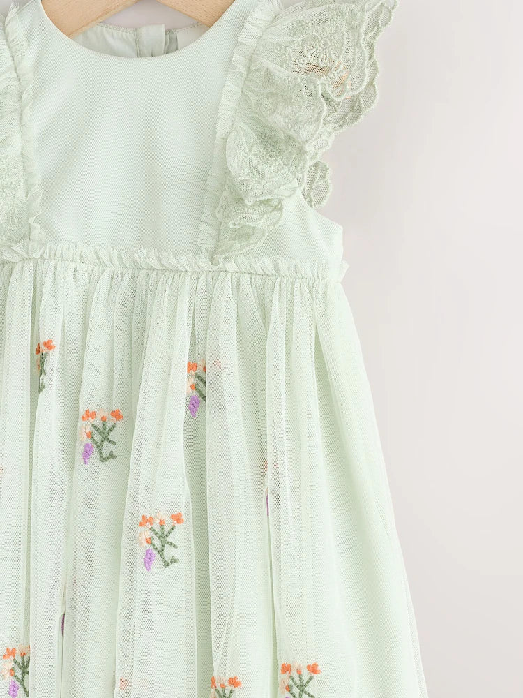 |BabyGirl| Vestido De Malha Verde Sálvia Para Bebê (0 meses a 2 anos)