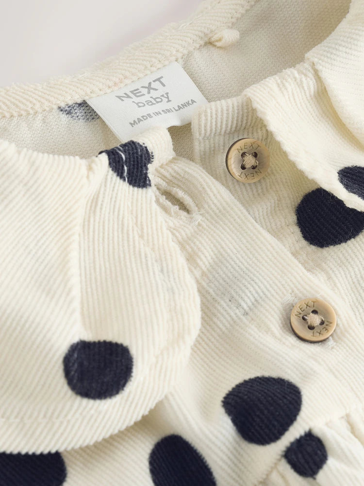 |BabyGirl| Conjunto De Body e Meia-Calça Para Bebê, Em Tons Creme e Cinza-Escuro Com Estampa de bolinhas (0 meses a 2 anos)