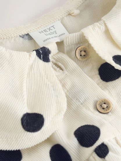 |BabyGirl| Conjunto De Body e Meia-Calça Para Bebê, Em Tons Creme e Cinza-Escuro Com Estampa de bolinhas (0 meses a 2 anos)