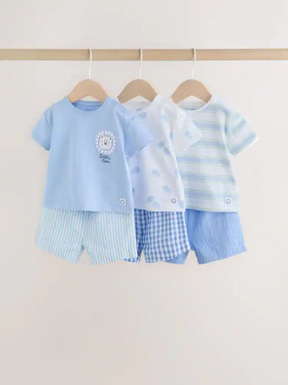 |BabyBoy| Conjunto De Bebê Blue Lion Com Blusa e Shorts, 6 Peças (0 meses a 3 anos)