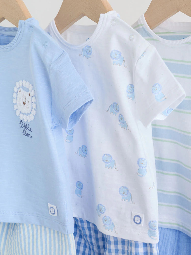 |BabyBoy| Conjunto De Bebê Blue Lion Com Blusa e Shorts, 6 Peças (0 meses a 3 anos)