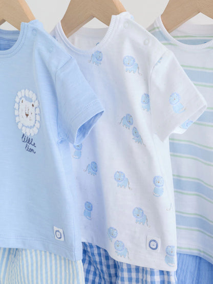|BabyBoy| Conjunto De Bebê Blue Lion Com Blusa e Shorts, 6 Peças (0 meses a 3 anos)