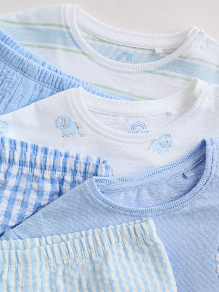 |BabyBoy| Conjunto De Bebê Blue Lion Com Blusa e Shorts, 6 Peças (0 meses a 3 anos)