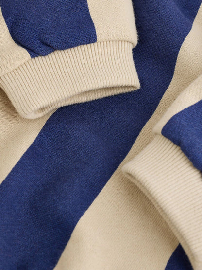 |BabyBoy| Conjunto De 4 Peças Para Bebê (0 meses a 2 anos) Composto Por Moletom Listrado Azul/Ferrugem e shorts