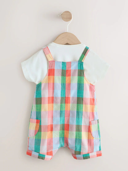 |BabyBoy| Conjunto De Jardineira e Body Xadrez Multicolorido (0 meses a 2 anos)