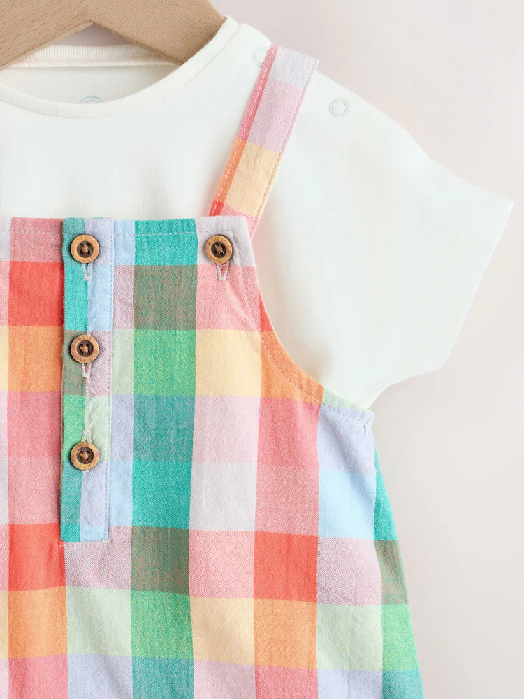 |BabyBoy| Conjunto De Jardineira e Body Xadrez Multicolorido (0 meses a 2 anos)