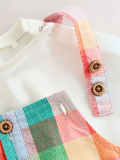 |BabyBoy| Conjunto De Jardineira e Body Xadrez Multicolorido (0 meses a 2 anos)