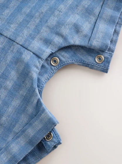 |BabyBoy| Conjunto De Jardineira e Body Xadrez Azul (0 meses a 2 anos)