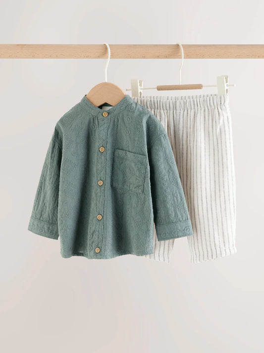 |BabyGirl| Conjunto De Camisa e Calça Verde Para Bebê (0 meses a 3 anos)