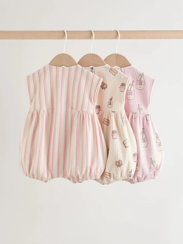 |BabyGirl| Conjunto De 3 Macacões Para Bebê Da Pink Milk Club