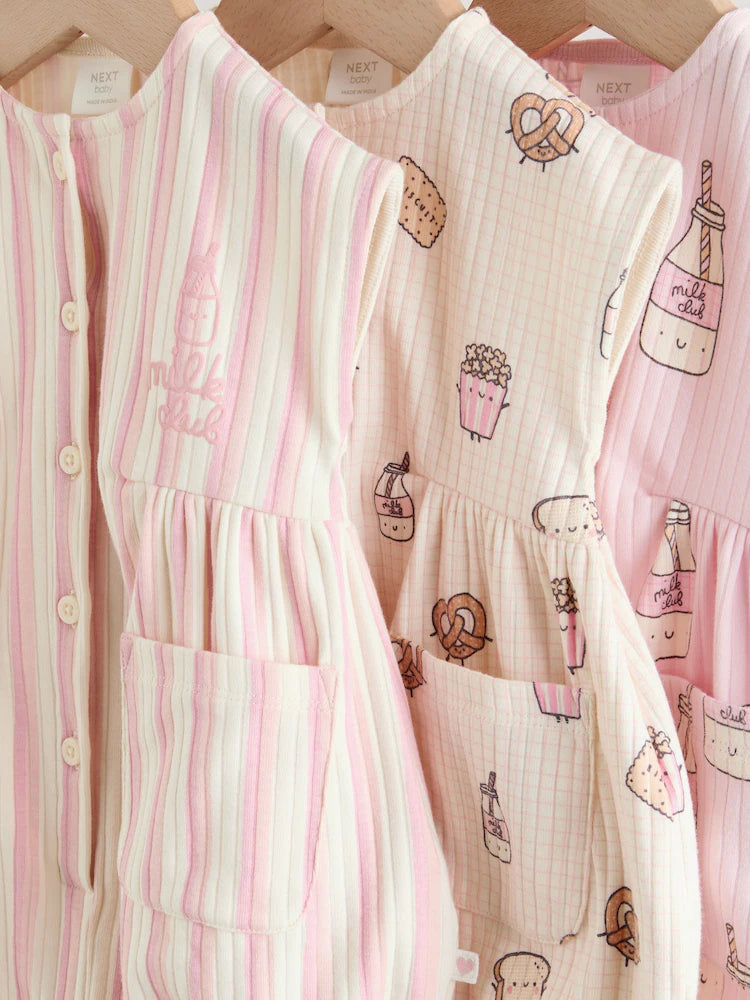 |BabyGirl| Conjunto De 3 Macacões Para Bebê Da Pink Milk Club