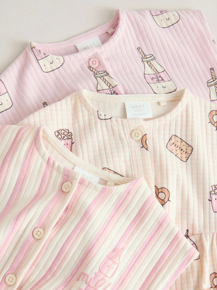 |BabyGirl| Conjunto De 3 Macacões Para Bebê Da Pink Milk Club