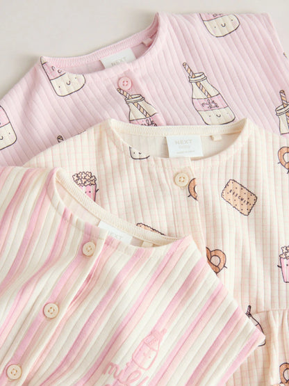 |BabyGirl| Conjunto De 3 Macacões Para Bebê Da Pink Milk Club