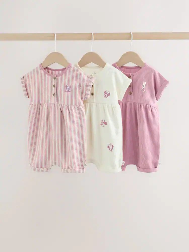 |BabyGirl| Kit com 3 Macaquinhos de Malha com Bordado da Minnie Mouse para Bebês