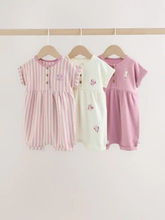|BabyGirl| Kit com 3 Macaquinhos de Malha com Bordado da Minnie Mouse para Bebês