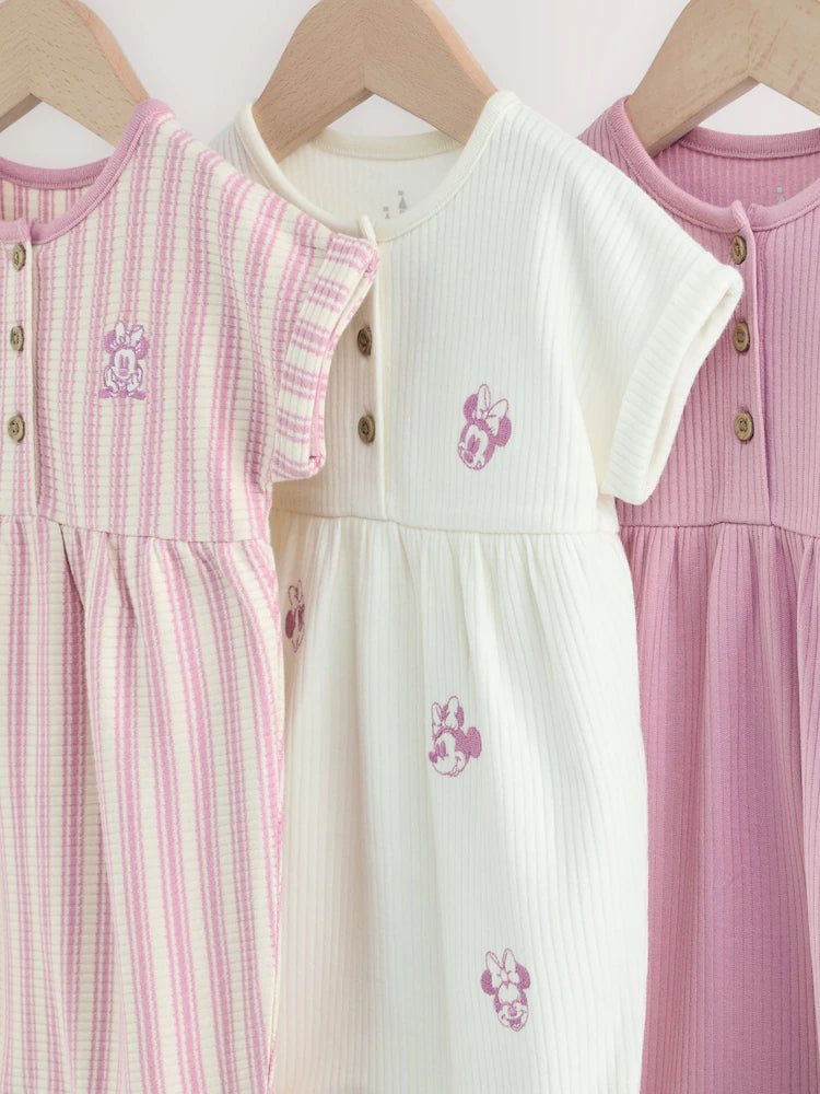 |BabyGirl| Kit com 3 Macaquinhos de Malha com Bordado da Minnie Mouse para Bebês