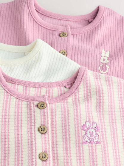 |BabyGirl| Kit com 3 Macaquinhos de Malha com Bordado da Minnie Mouse para Bebês