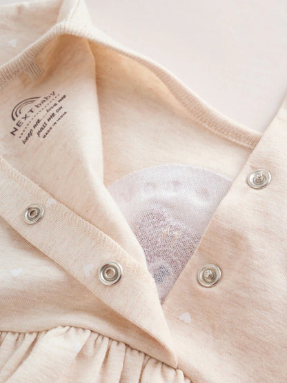 |BabyGirl| Conjunto Com 3 Macacões De Bebê Em Malha Com Bordado De Ursinho Rosa