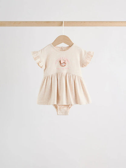 |BabyGirl| Conjunto Com 3 Macacões De Bebê Em Malha Com Bordado De Ursinho Rosa